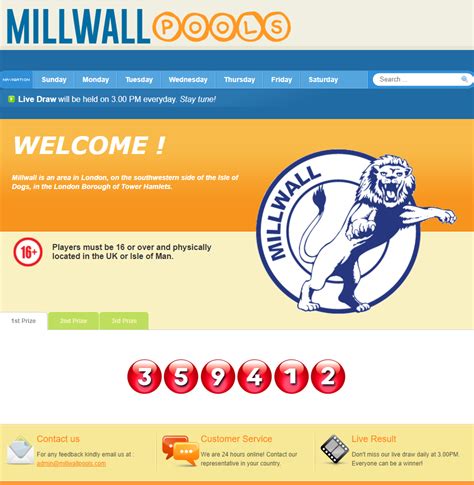 Data Result Millwall Pools .